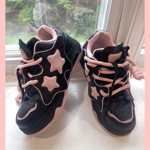 aelfriceden kawaii Pink Black Star Sneakers